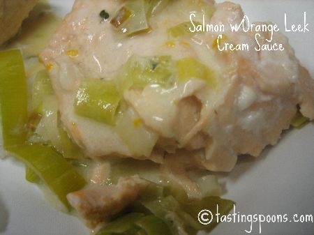 salmon fillets with orange leek cream sauce