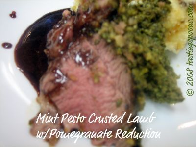 mint pesto crusted rack of lamb pomegranate reduction