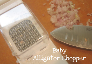 This miniature version of the "big" Alligator chopper is perfect for mincing shallots and garlic.