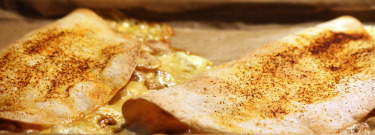 The quesadilla is baked in a 400 oven for about 12 minutes.