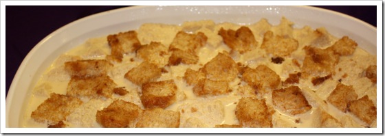 bread pudding ready to bake