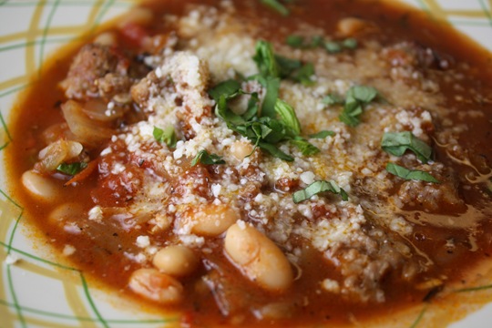 italian sausage soup closeup
