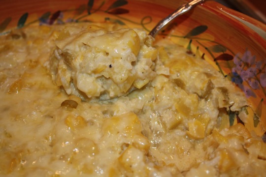 yellow crookneck rice casserole baked