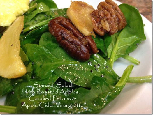 spinach salad with roasted apples and apple cider vinaigrette